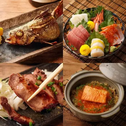 【3時間飲み放題付9品】厚切り牛タン炉端や鮭いくらの土鍋ご飯など『黒潮・大漁コース』6000円