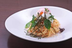 明太子おろしと温玉のカッペリーニ