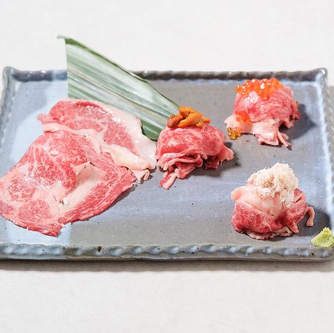 Comparison of four types of meat sushi: 2,580 yen (tax included)