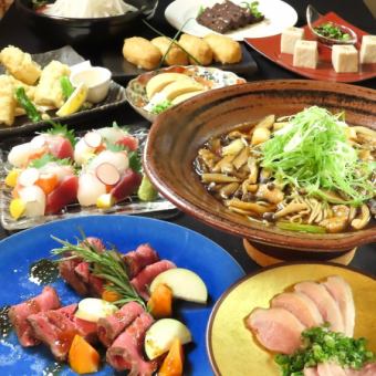 Domestic beef steak & soba kabuto luxury course with duck nanban soba noodles ♪ 120 minutes of all-you-can-drink included 6,000 yen per person
