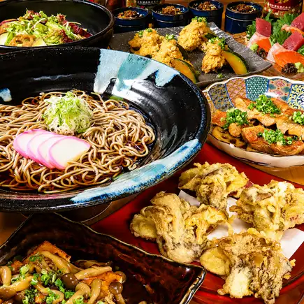 【蕎麦かぶとコース 4,500円】秋の味覚たっぷり 120分飲み放題付き 全9品