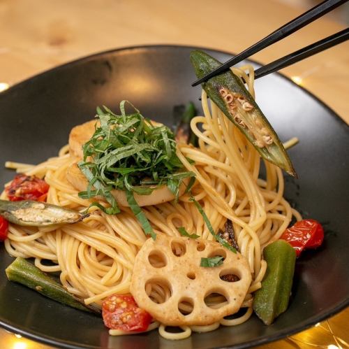 素材を楽しむゴロゴロ野菜の和風パスタ