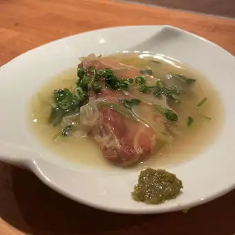 Two pieces of salted braised pork belly