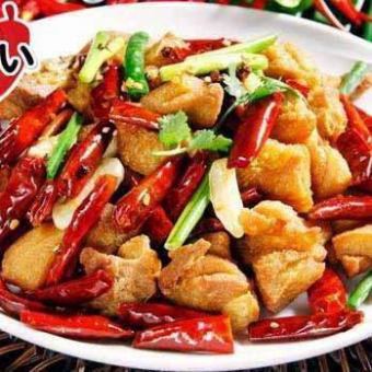 【歓送迎会におすすめ！吉コース◆2H飲み放題付き】二種海老、鶏肉の唐辛子炒め、選べる麻婆豆腐