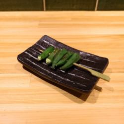 Charcoal-grilled okra