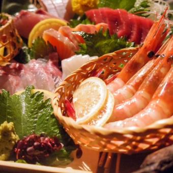 厳選!食材を使ったこだわりコース(梅)【生ビール付き飲み放題込】7品4000円(税込)