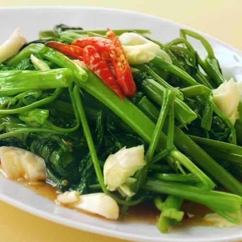 Stir-fried water spinach with oyster "Pak Pak Boon Faiden"