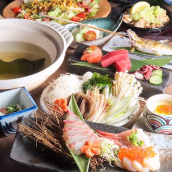 夏旬!!初夏の海鮮宴会◎全9品2H飲み放題付 鮎と海鮮しゃぶしゃぶ＋刺身盛合せなど 6500円(税込）