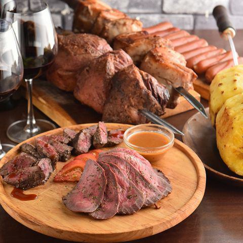 [Topical smoked performance!] Authentic churrasco with all-you-can-drink for 3 hours