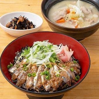 いわし胡麻ダレ丼と豚汁セット