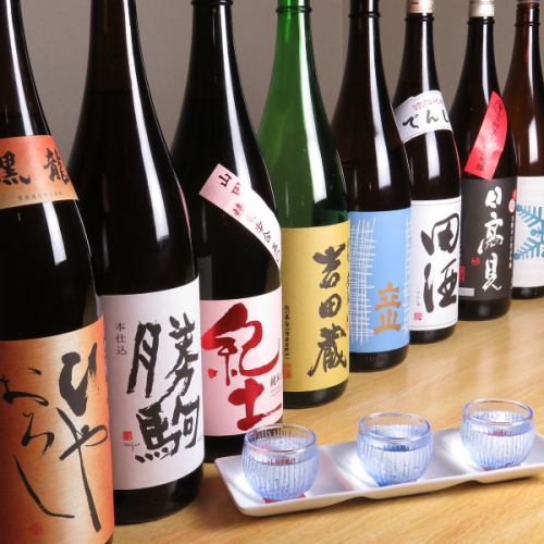 Local sake selected carefully in various places