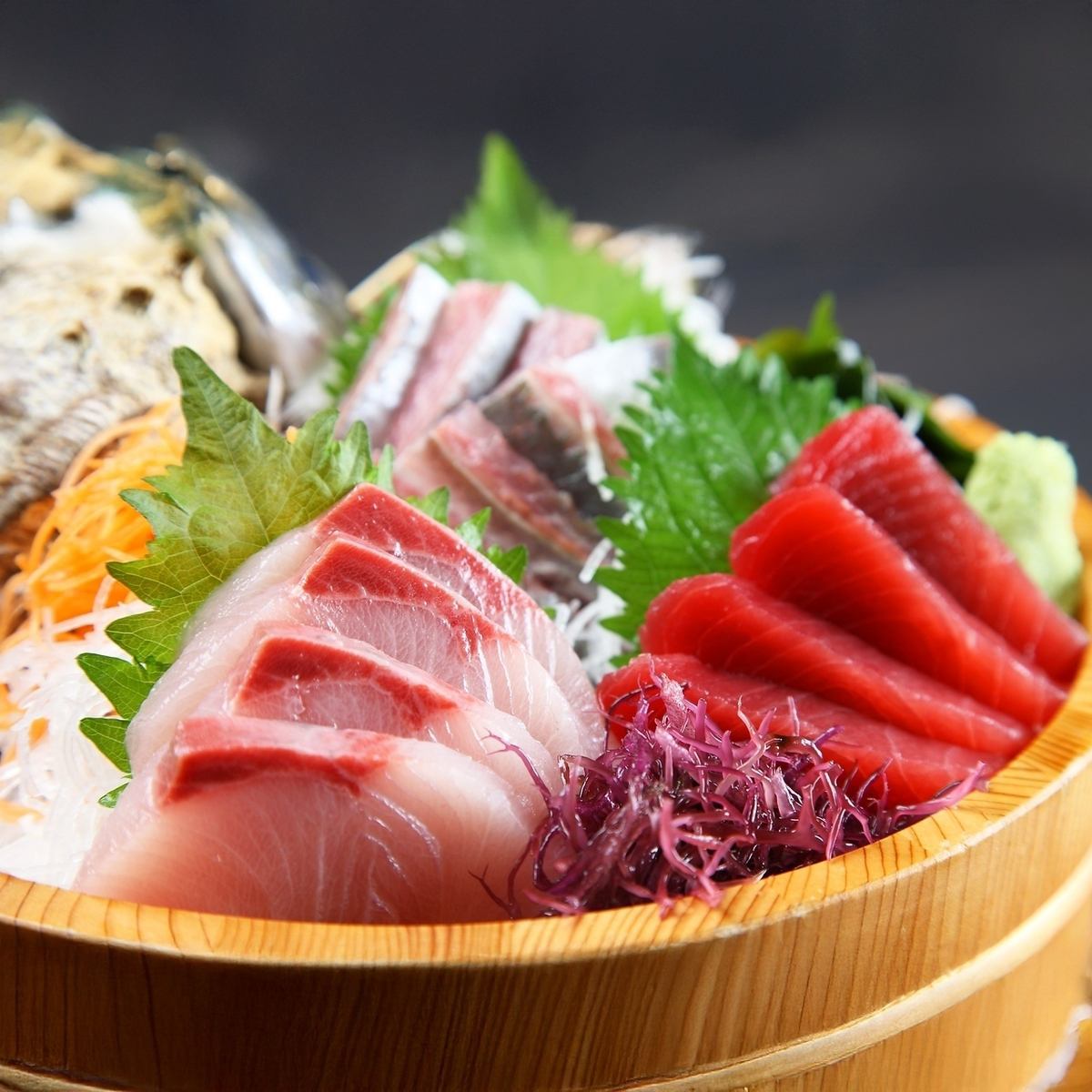 看板メニューである鮮度抜群のお刺身は必食！