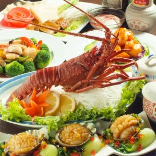 [For a luxurious banquet] [Sangokudan luxury course] including spiny lobster, shark fin, and abalone] 2 hours of all-you-can-drink included! 10,000 yen