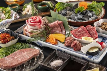 【2時間飲み放題付き】自家熟成肉の塊、薔薇肉、厳選塩焼きなど 全8品 