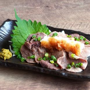 Beef tongue with grated daikon radish and ponzu sauce