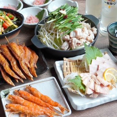 忘年会オススメ【とめ手羽&博多もつ鍋コース】瓶ビール込3H飲み放題付!全9品=4500円