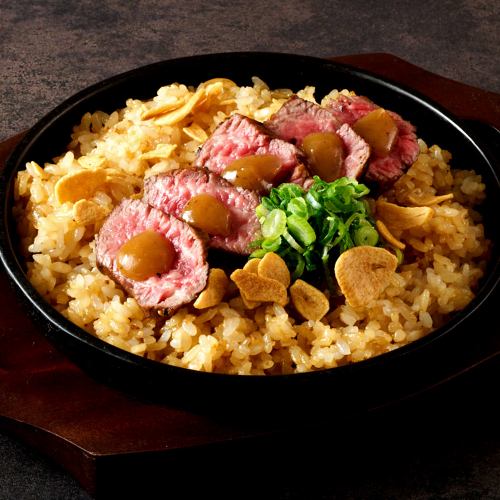 もろみ味噌ステーキのガーリックライス