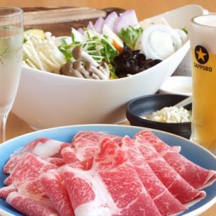 肉屋厳選【国産牛と琉香豚コース】　3980円　＋2色鍋で食べ放題！