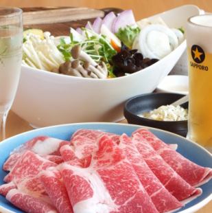 Butcher's carefully selected [Domestic beef and Ryuko pork course] 3980 yen + all-you-can-eat two-color hot pot!