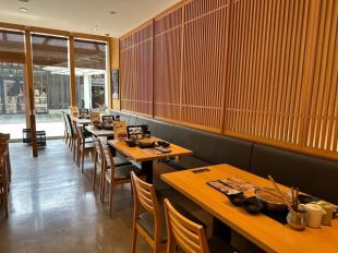 We have tables available that are perfect for small groups.The light pours in and the interior is open and airy.