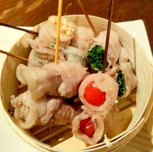 When in doubt, this is it! Five skewered steamed items