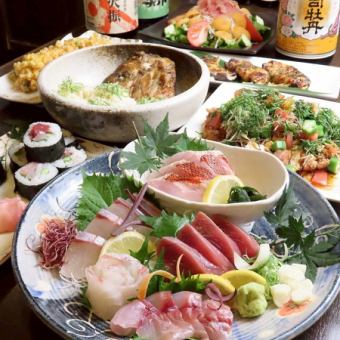 【こだわり夏宴会コース】鮮魚五種盛り/海鮮巻き/鯛そうめんなど全7品+2時間飲み放題付6,000円