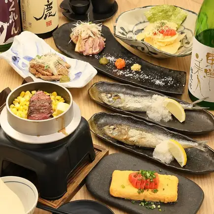 【全10品】くろ屋自慢の原始焼きや釜飯を楽しめるカジュアルコース 5000円(飲み放題+1000円)