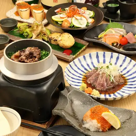 【全12品】くろ屋を満喫。海鮮メイン。炉端と釜飯堪能コース。5,500円(飲み放題+1,000円)