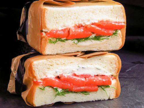 Smoked salmon and cream cheese sandwich