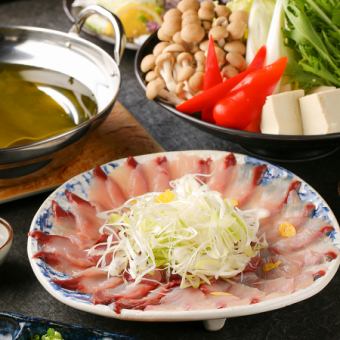 Recommended [Nabe] Carefully selected cold yellowtail shabu/straw-roasted bonito/assortment of 4 types of sashimi, etc.◇2 hours all-you-can-drink◇Tosa dynamic hotpot course