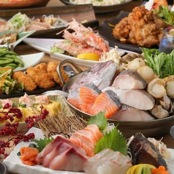 土佐の信鍋コース◆飲み会に♪鶏だんご入り海鮮鍋/藁焼き鰹/造りなど全9品◇2時間飲み放題付