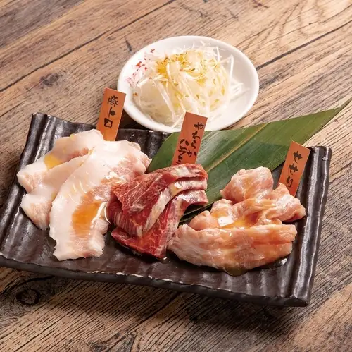 Three kinds of green onion and salt platter
