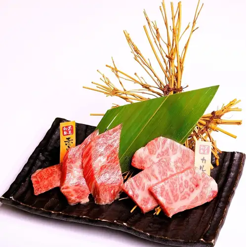 Two types of Japanese Black Wagyu beef platter