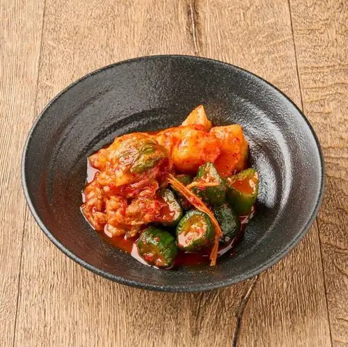 Three kinds of kimchi served