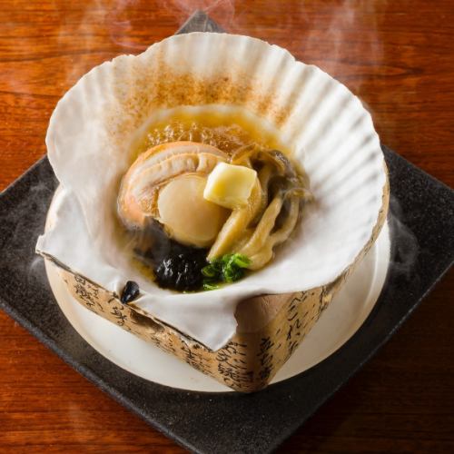 Grilled scallops from Funka Bay with seaweed butter