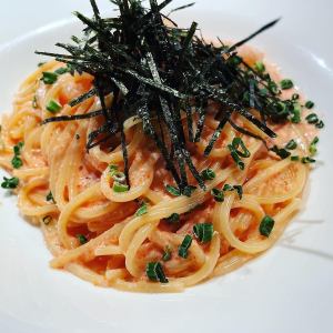 エビと明太子のクリームパスタ