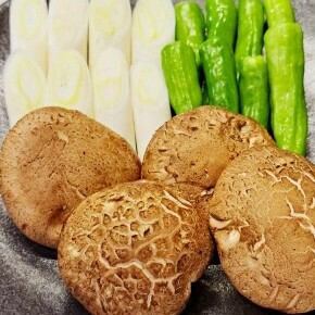 ［野菜焼き］野菜3種（シイタケ、長ネギ、ししとう）