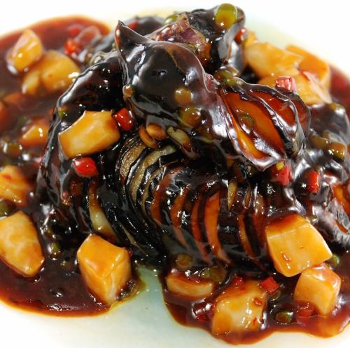 Stir-fried scallops and eggplant in sweet and spicy vinegar