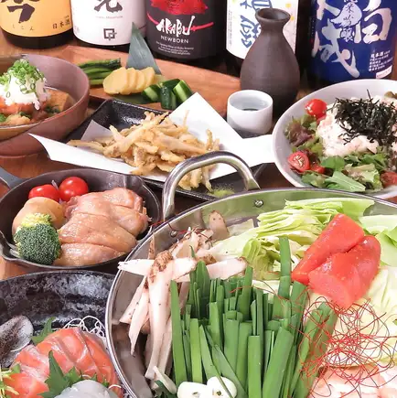 【贅沢忘年会に】和牛もつ鍋や刺身3種盛など贅沢な品々堪能するコース<全9品>6000円(税込)