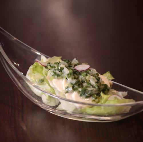 蒸し鶏ニラ葱掛け