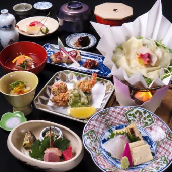 ★Nouryoudoko★ [Yuba Kaiseki (special)] 10 dishes in total. Enjoy the variety and volume of Yuba Kaiseki (tempura) sashimi.