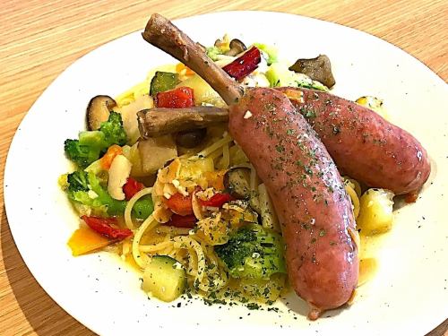 骨付きフランク添え色々野菜のペペレモン