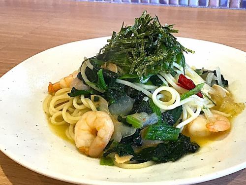 小海老とほうれん草の和風パスタ