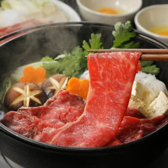 《期間限定！和牛すき焼き鍋コース》牛タン逸品・刺身5種含む全9品 3H飲み放題付 6000円