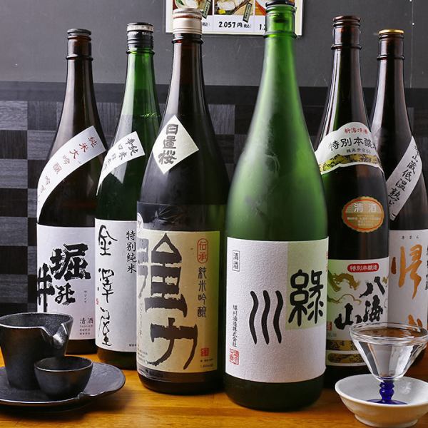 【豊富な日本酒】甘口～辛口までラインナップは幅広く、どなたサバもお気に入りが見つかるはず！