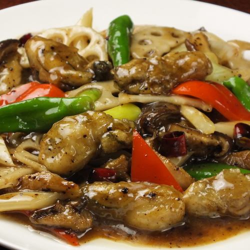 Stir-fried Hiroshima oysters with black bean sauce
