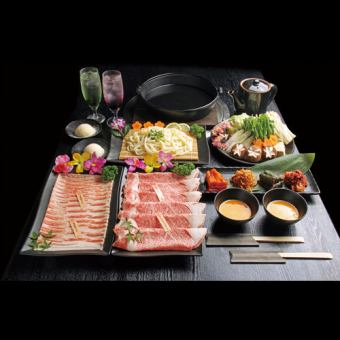 Carefully selected Kuroge Wagyu beef (rib roast) Sukiyaki 6980 yen course
