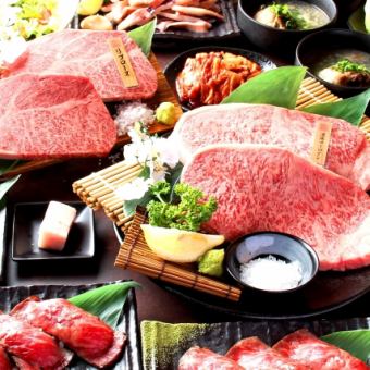Kuroge Wagyu beef A5 rank best cuttlefish & special sirloin steak... [Selected Kuroge Wagyu beef yakiniku course] 12,000 yen