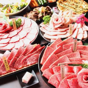 [90 minutes all-you-can-drink included] A5 rank best ribs & best loin core... [Top quality Japanese black beef yakiniku course] 9,480 yen