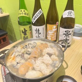 【限定】120分生ビール付名物日本酒20種類飲み放題付玉の6000円　満足痛風鍋コース